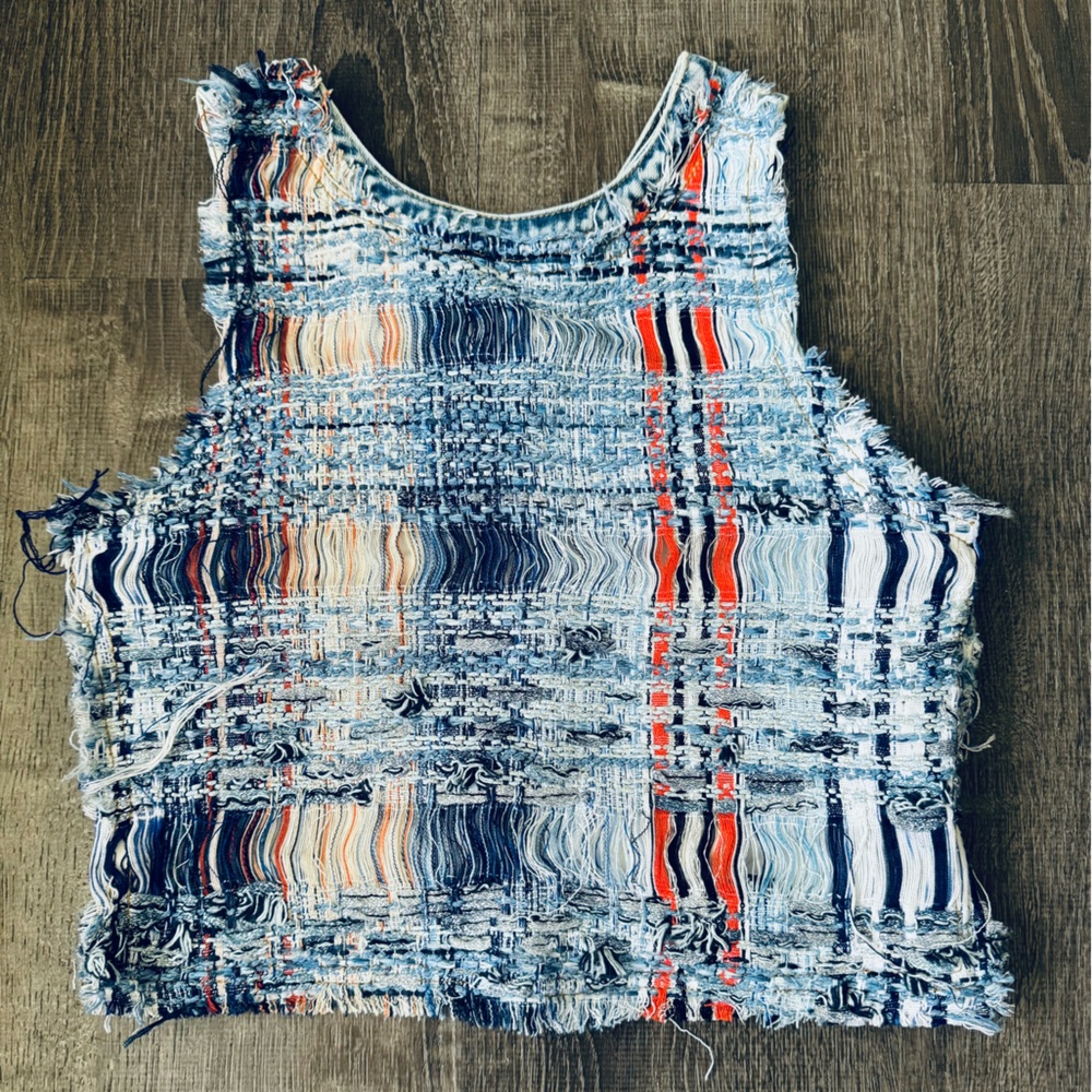 RAMY BROOK**Cropped Tweed Denim Top***Small $288